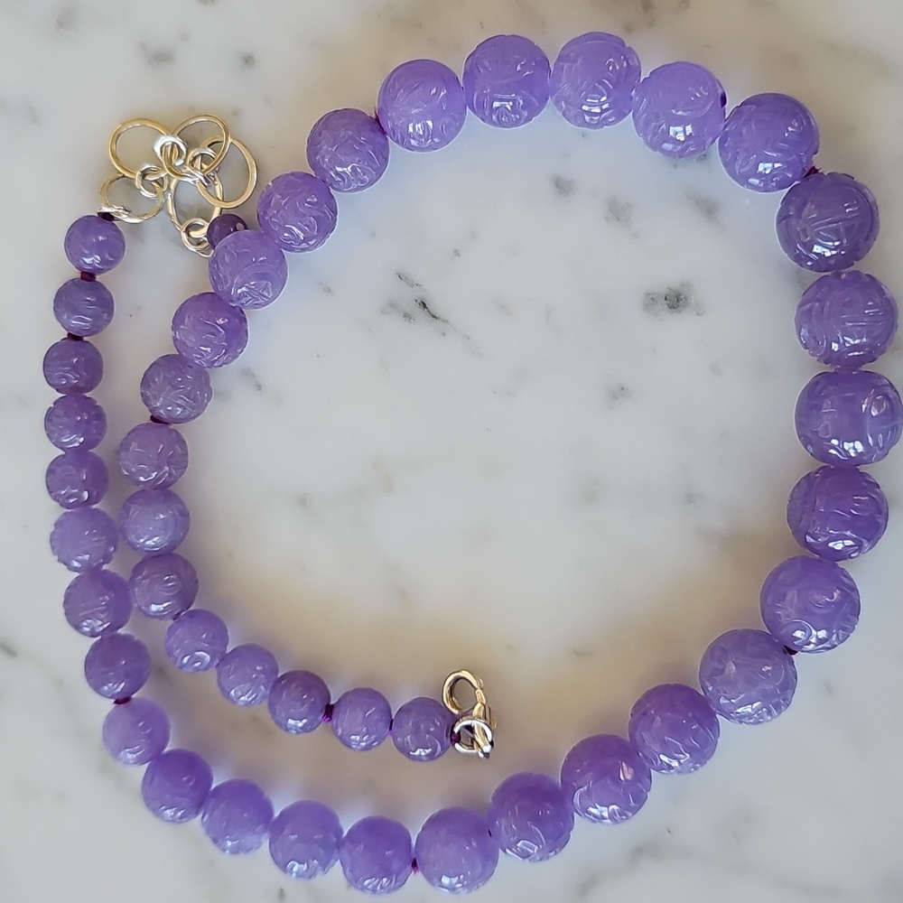 🪻HP🪻Lavender Jade Hand-Knotted Necklace 925 Chain